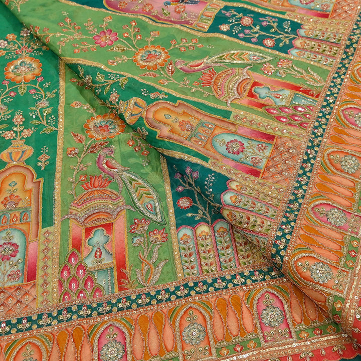 Premium Viscose Georgette Fabric featuring Intricate Zari & Sequin Embroidery | NV0471-3