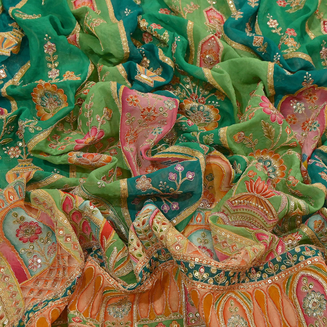 Premium Viscose Georgette Fabric featuring Intricate Zari & Sequin Embroidery | NV0471-3
