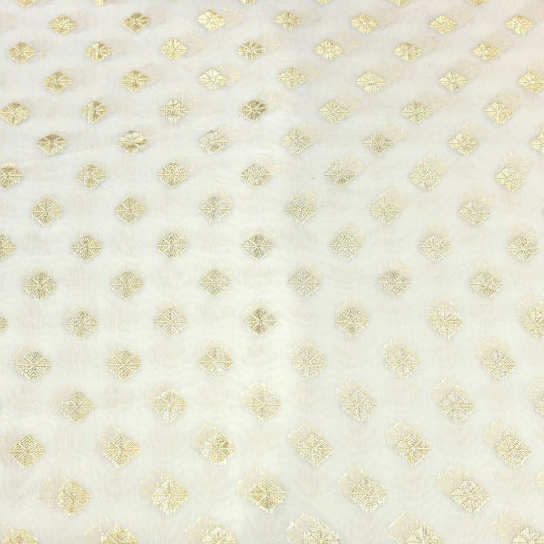 Banarasi Chanderi Gold Mat Zari Fabric – Premium Designer Ethnic Wear Fabric 000313-21