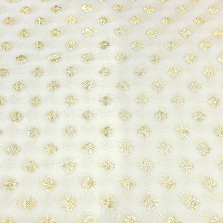 Banarasi Chanderi Gold Mat Zari Fabric – Premium Designer Ethnic Wear Fabric 000313-21