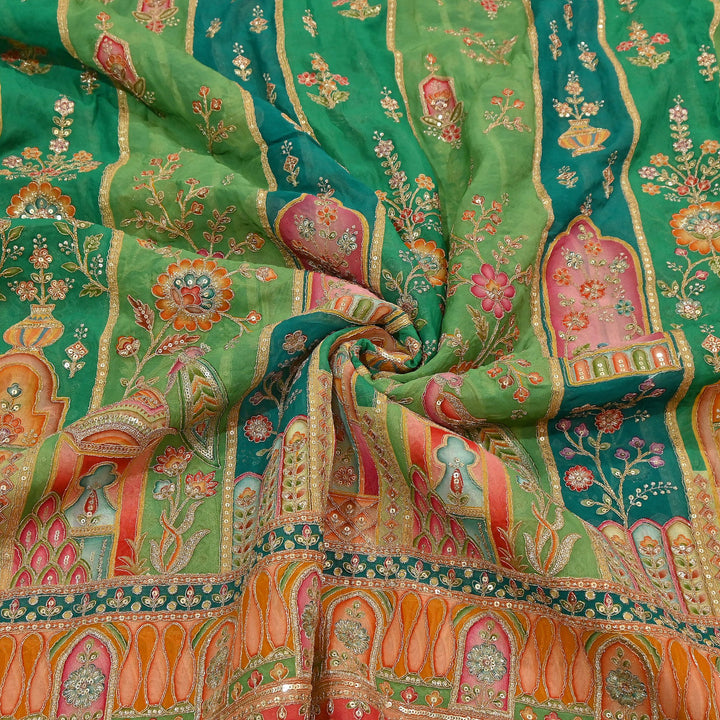 Premium Viscose Georgette Fabric featuring Intricate Zari & Sequin Embroidery | NV0471-3