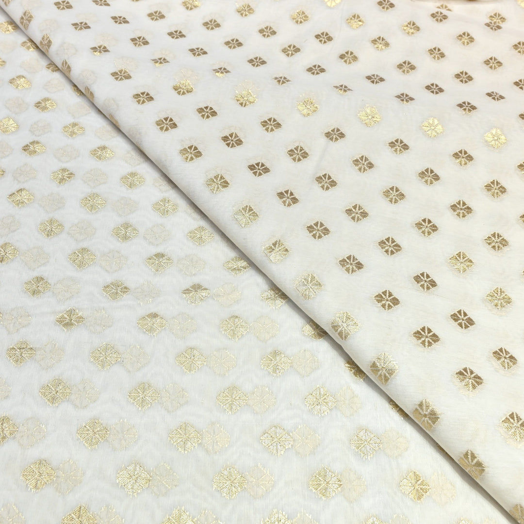 Banarasi Chanderi Gold Mat Zari Fabric – Premium Designer Ethnic Wear Fabric 000313-21