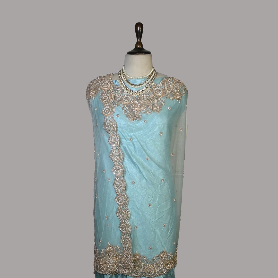 Net Moti Embroidery Dupatta | Designer Pearl Work Party Wear Dupatta-V12880C-H2