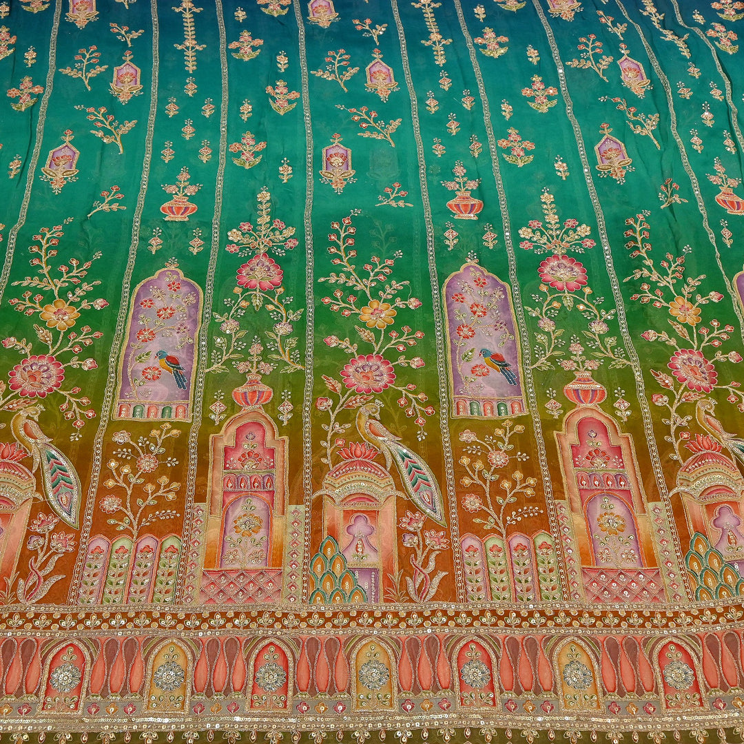 Premium Viscose Georgette Fabric featuring Intricate Zari & Sequin Embroidery | NV0471-5