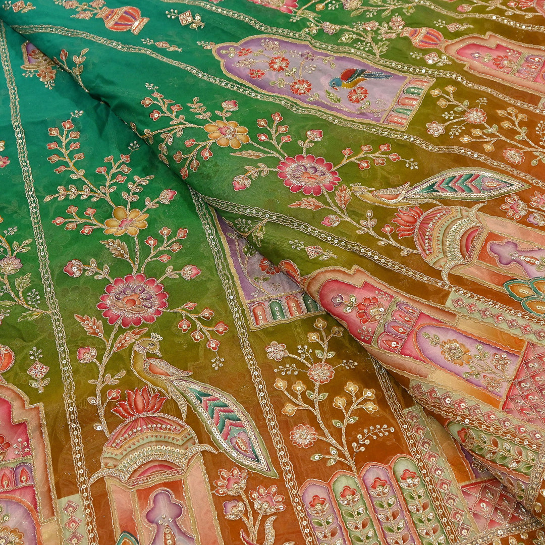 Premium Viscose Georgette Fabric featuring Intricate Zari & Sequin Embroidery | NV0471-5