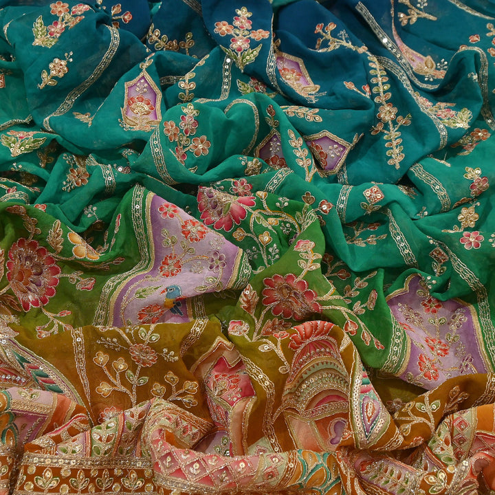 Premium Viscose Georgette Fabric featuring Intricate Zari & Sequin Embroidery | NV0471-5
