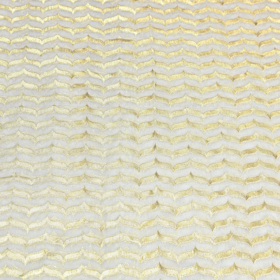 Banarasi Chanderi Gold Mat Zari Fabric – Premium Designer Ethnic Wear Fabric 000313-22