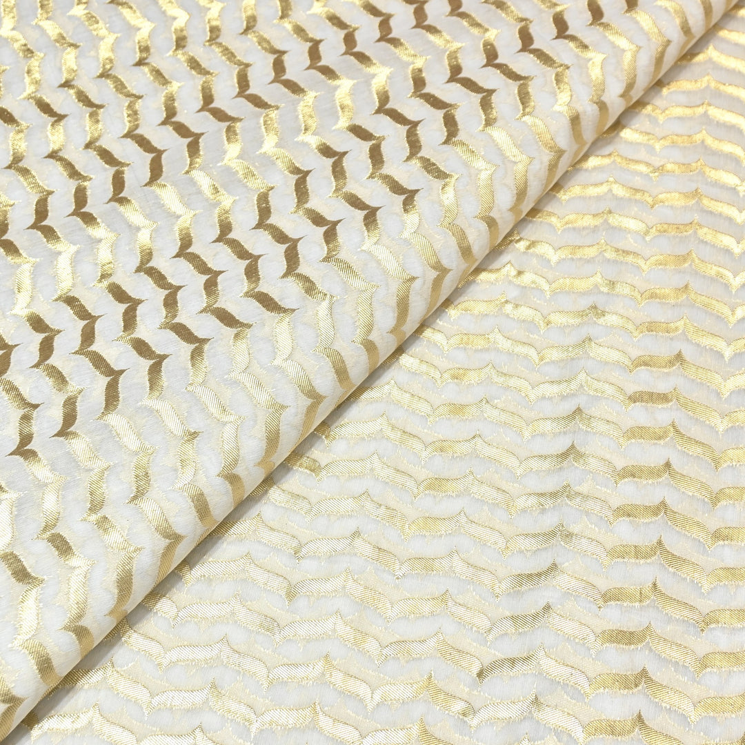 Banarasi Chanderi Gold Mat Zari Fabric – Premium Designer Ethnic Wear Fabric 000313-22