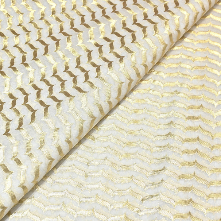 Banarasi Chanderi Gold Mat Zari Fabric – Premium Designer Ethnic Wear Fabric 000313-22