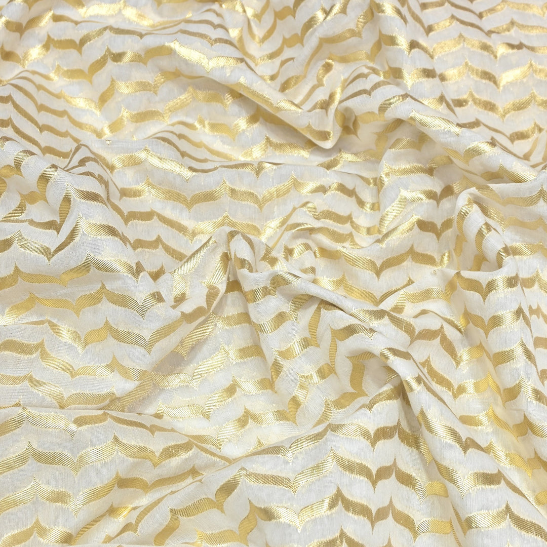 Banarasi Chanderi Gold Mat Zari Fabric – Premium Designer Ethnic Wear Fabric 000313-22