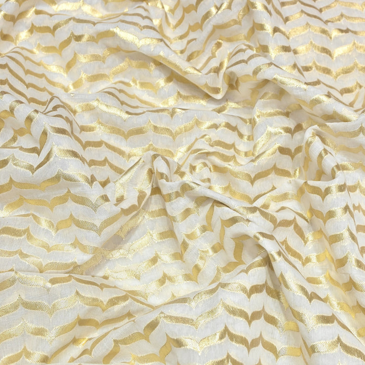 Banarasi Chanderi Gold Mat Zari Fabric – Premium Designer Ethnic Wear Fabric 000313-22
