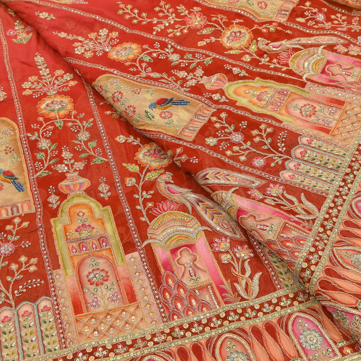 Premium Viscose Georgette Fabric featuring Intricate Zari & Sequin Embroidery | NV0471-4