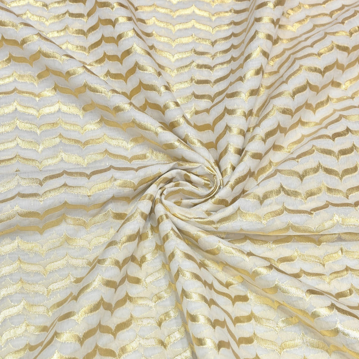 Banarasi Chanderi Gold Mat Zari Fabric – Premium Designer Ethnic Wear Fabric 000313-22