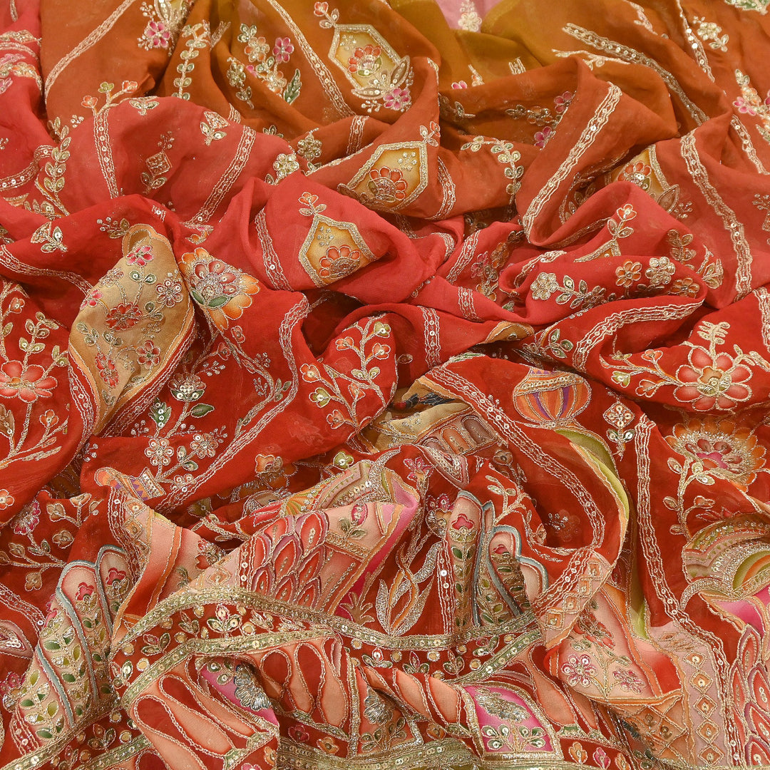 Premium Viscose Georgette Fabric featuring Intricate Zari & Sequin Embroidery | NV0471-4