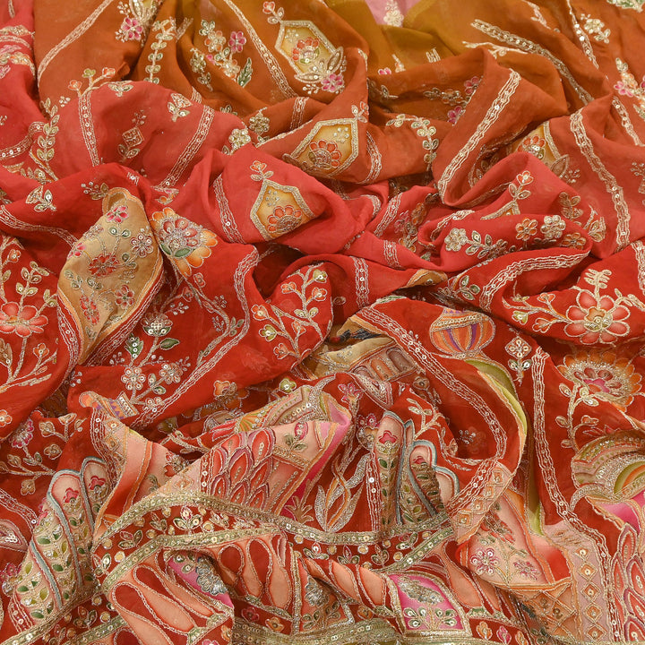 Premium Viscose Georgette Fabric featuring Intricate Zari & Sequin Embroidery | NV0471-4