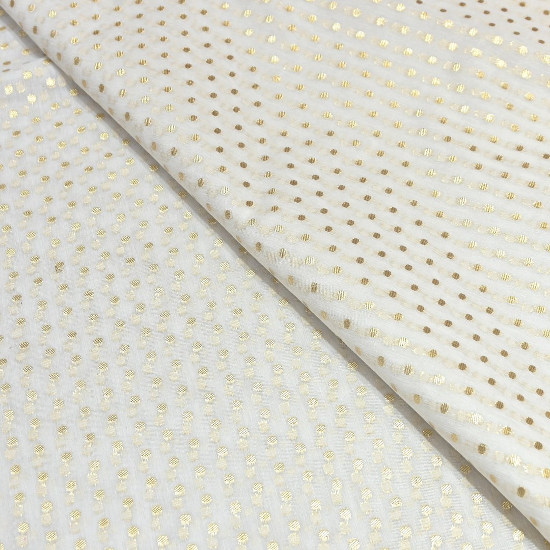 Banarasi Chanderi Gold Mat Zari Fabric – Premium Designer Ethnic Wear Fabric 000313-23