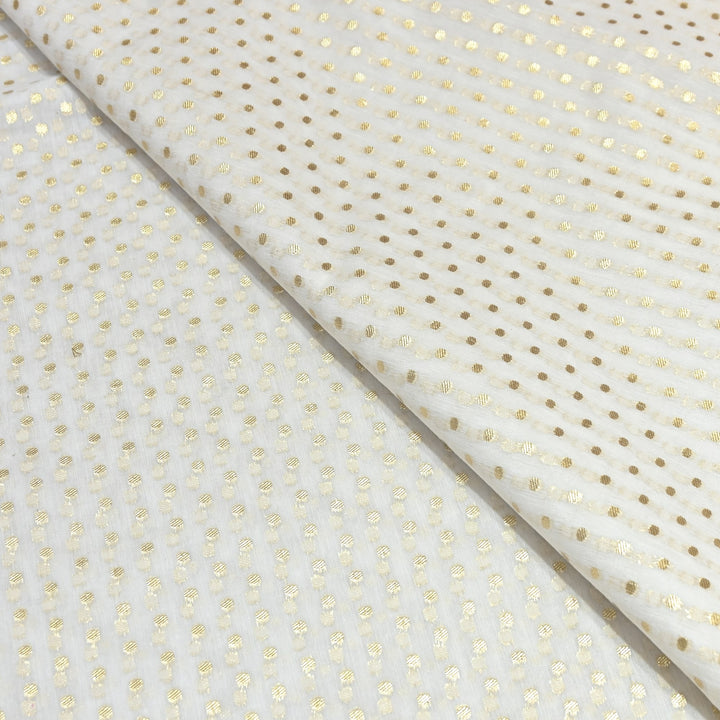 Banarasi Chanderi Gold Mat Zari Fabric – Premium Designer Ethnic Wear Fabric 000313-23