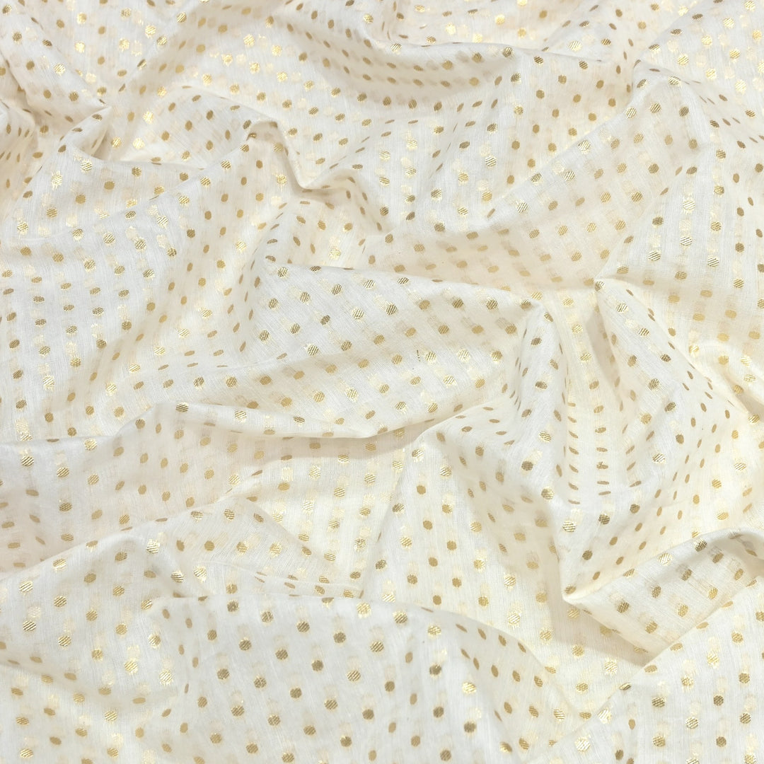Banarasi Chanderi Gold Mat Zari Fabric – Premium Designer Ethnic Wear Fabric 000313-23