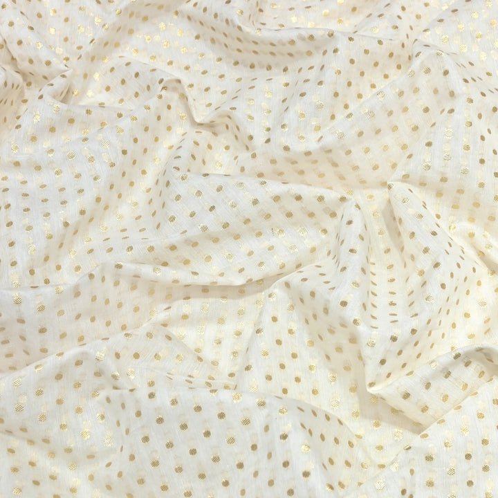 Banarasi Chanderi Gold Mat Zari Fabric – Premium Designer Ethnic Wear Fabric 000313-23