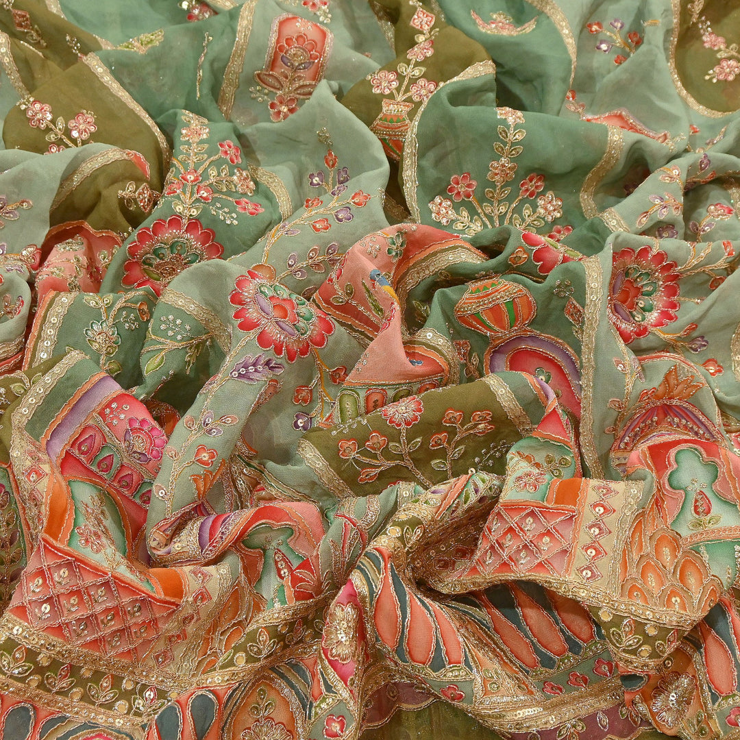 Premium Viscose Georgette Fabric featuring Intricate Zari & Sequin Embroidery | NV0471-6