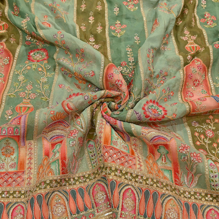 Premium Viscose Georgette Fabric featuring Intricate Zari & Sequin Embroidery | NV0471-6