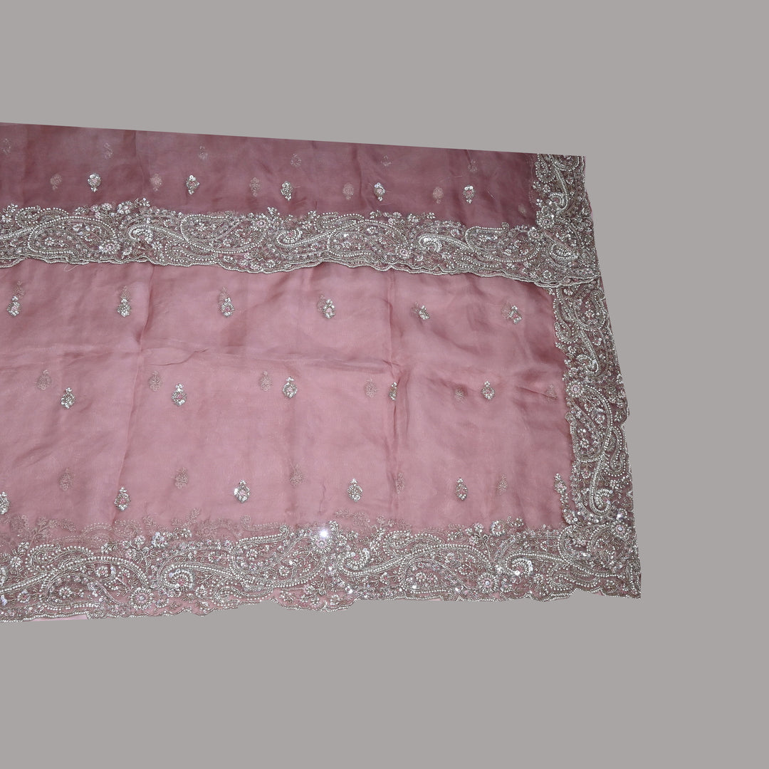 Dyed Silk Organza Moti Sequins Embroidery Fabric | Designer Embroidered Organza-V2902C-A3