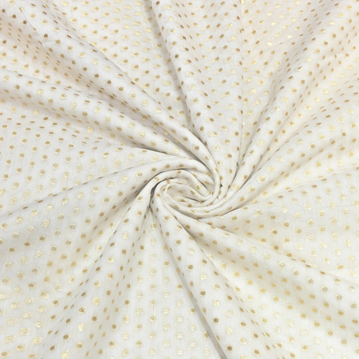 Banarasi Chanderi Gold Mat Zari Fabric – Premium Designer Ethnic Wear Fabric 000313-23
