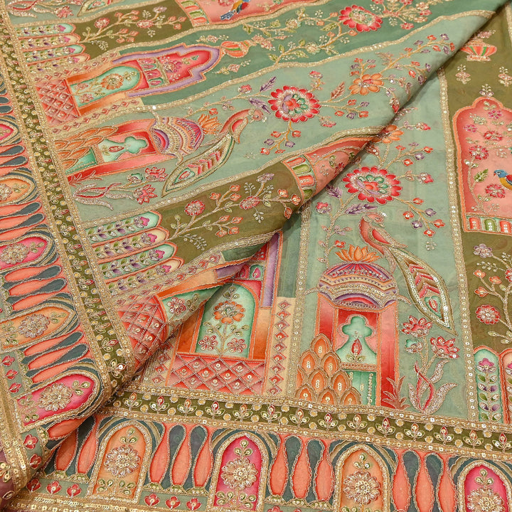 Premium Viscose Georgette Fabric featuring Intricate Zari & Sequin Embroidery | NV0471-6
