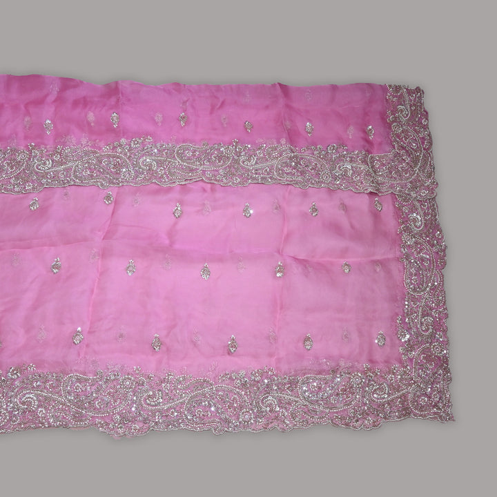 Dyed Silk Organza Moti Sequins Embroidery Fabric | Designer Embroidered Organza-V2902C-A4