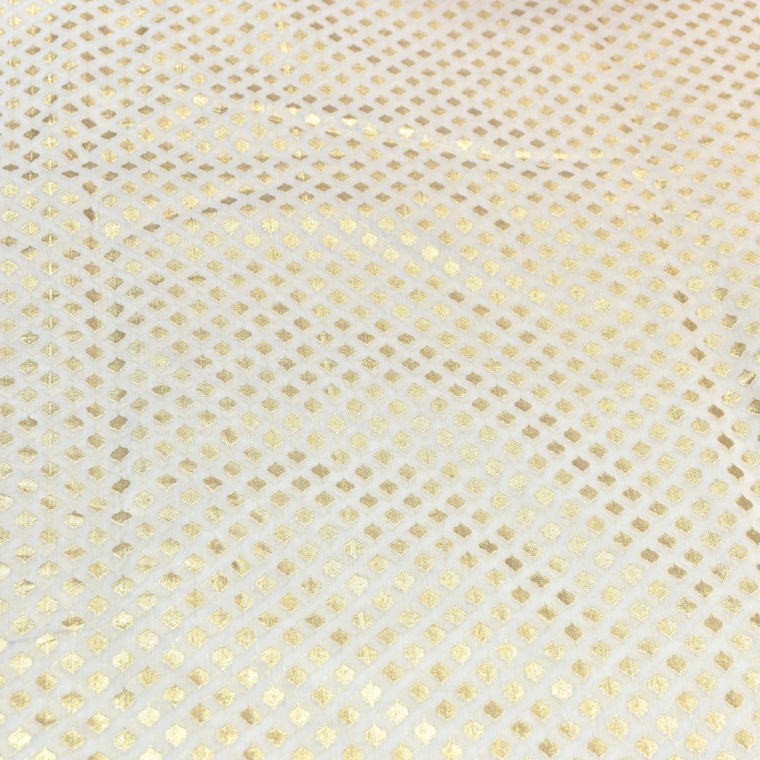 Banarasi Chanderi Gold Mat Zari Fabric – Premium Designer Ethnic Wear Fabric 000313-24