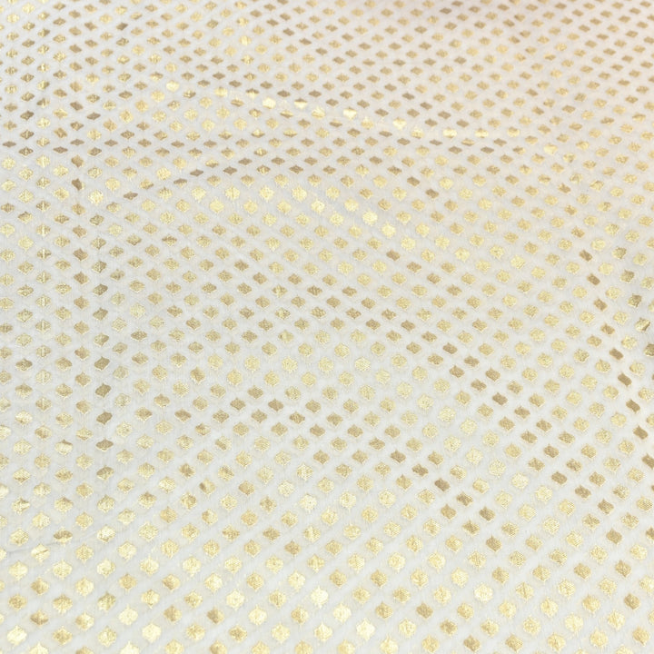 Banarasi Chanderi Gold Mat Zari Fabric – Premium Designer Ethnic Wear Fabric 000313-24