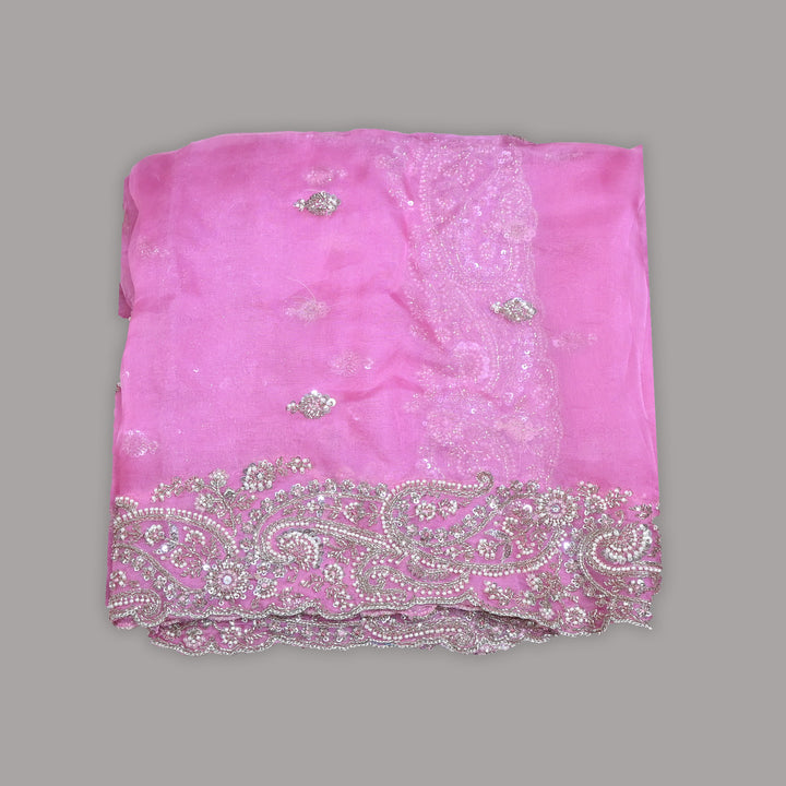Dyed Silk Organza Moti Sequins Embroidery Fabric | Designer Embroidered Organza-V2902C-A4