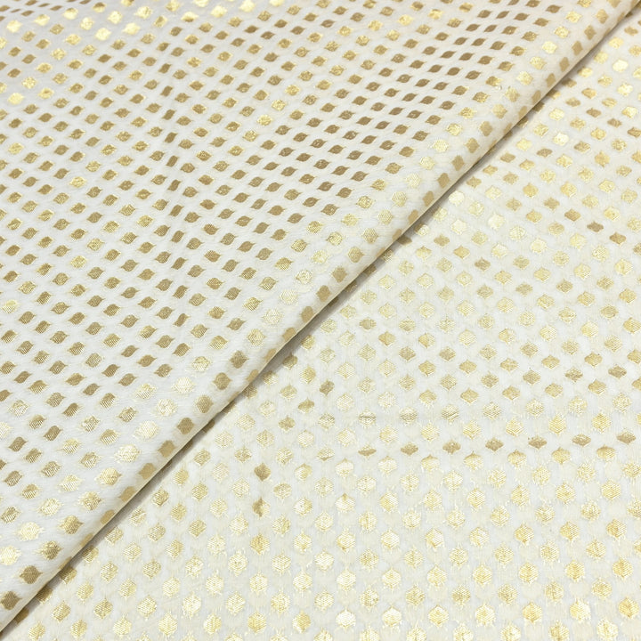 Banarasi Chanderi Gold Mat Zari Fabric – Premium Designer Ethnic Wear Fabric 000313-24