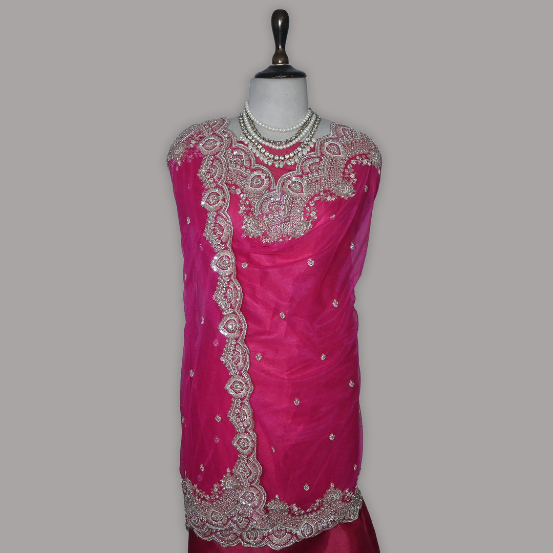 Net Moti Embroidery Dupatta | Designer Pearl Work Party Wear Dupatta-V12880C-H4