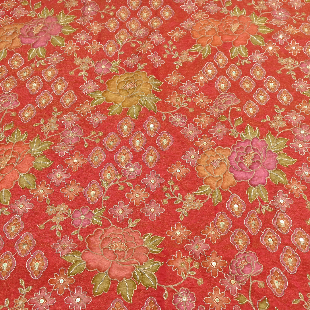 Premium Shimmer Tissue Fabric featuring Intricate Zari & Sequins Embroidery | NV0508-1