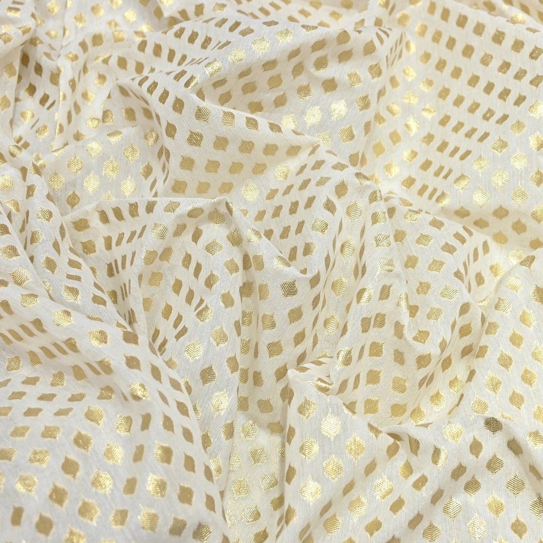 Banarasi Chanderi Gold Mat Zari Fabric – Premium Designer Ethnic Wear Fabric 000313-24