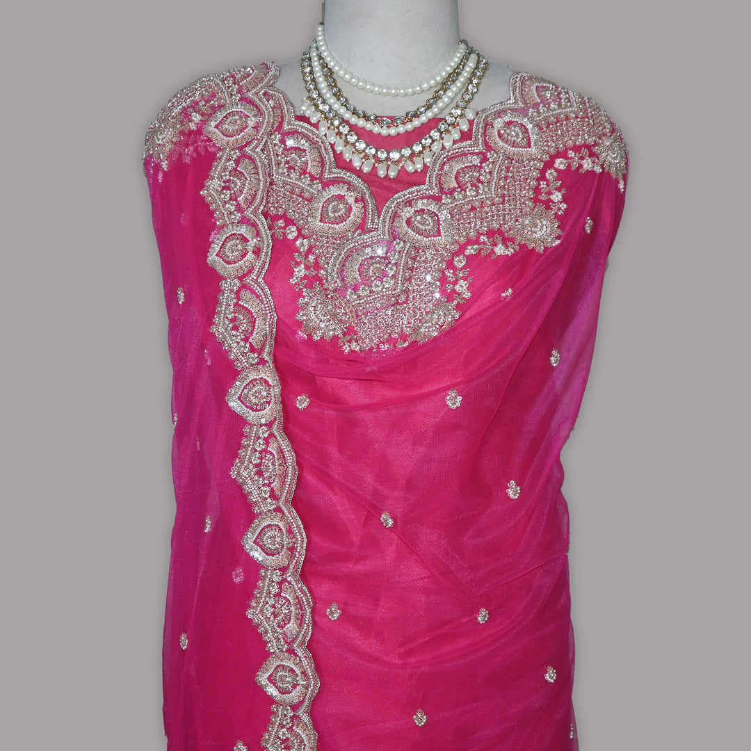 Net Moti Embroidery Dupatta | Designer Pearl Work Party Wear Dupatta-V12880C-H4