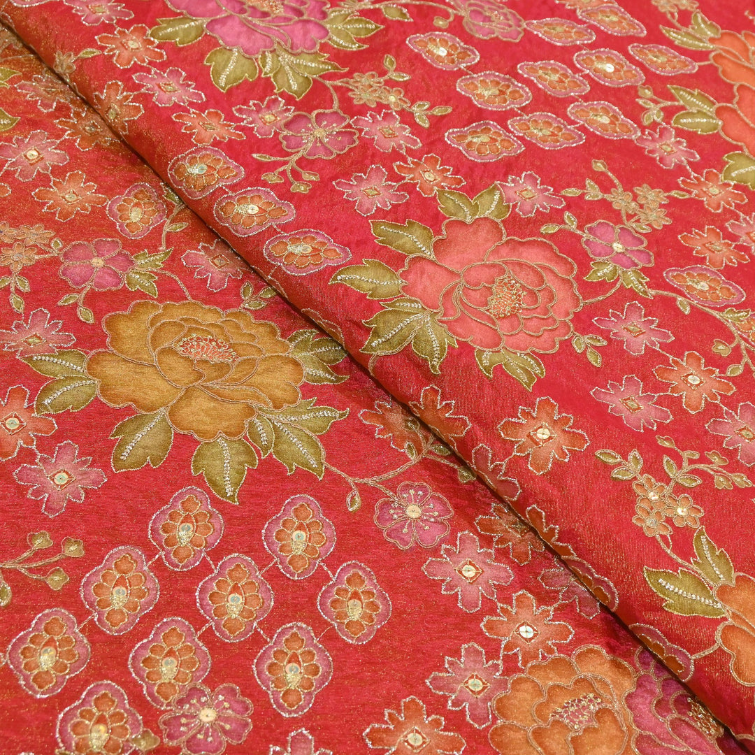 Premium Shimmer Tissue Fabric featuring Intricate Zari & Sequins Embroidery | NV0508-1
