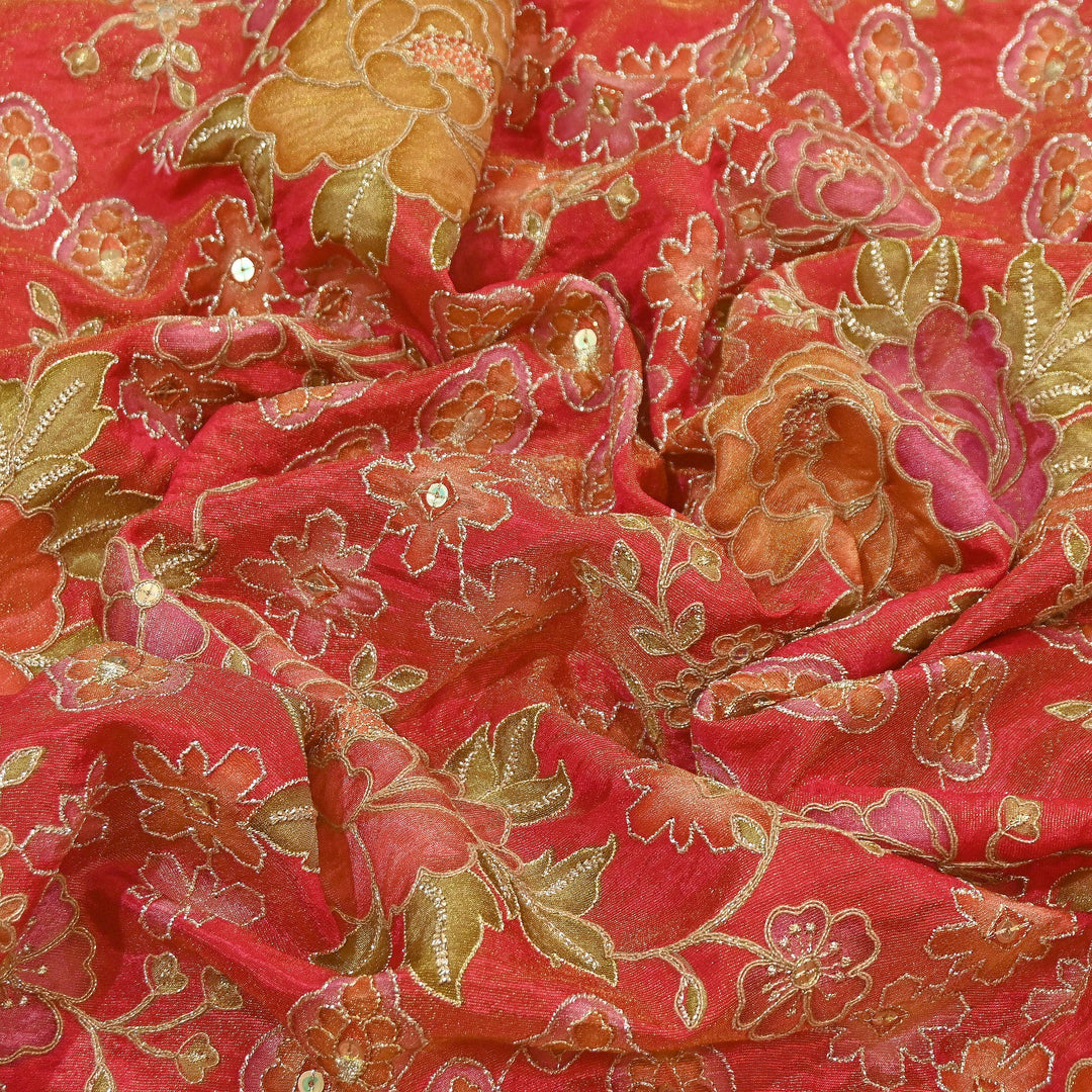 Premium Shimmer Tissue Fabric featuring Intricate Zari & Sequins Embroidery | NV0508-1