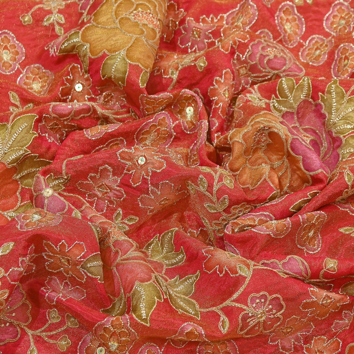 Premium Shimmer Tissue Fabric featuring Intricate Zari & Sequins Embroidery | NV0508-1