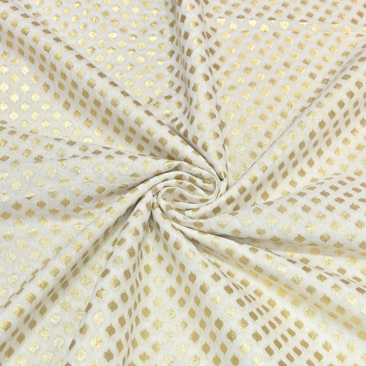 Banarasi Chanderi Gold Mat Zari Fabric – Premium Designer Ethnic Wear Fabric 000313-24
