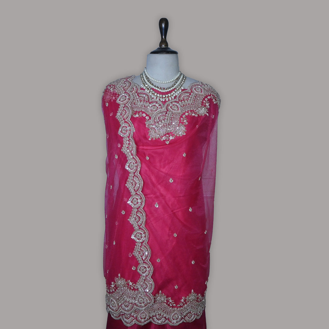 Net Moti Embroidery Dupatta | Designer Pearl Work Party Wear Dupatta-V12880C-H5