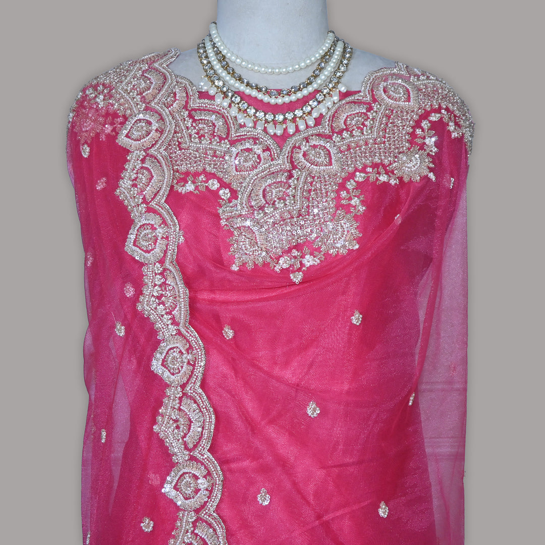 Net Moti Embroidery Dupatta | Designer Pearl Work Party Wear Dupatta-V12880C-H5