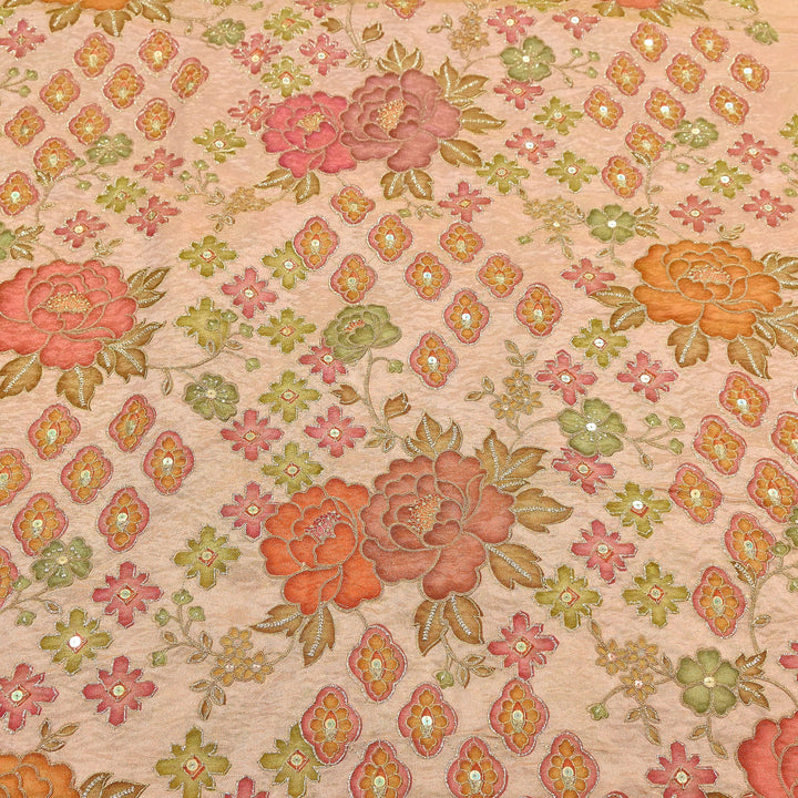 Premium Shimmer Tissue Fabric featuring Intricate Zari & Sequins Embroidery | NV0508-2