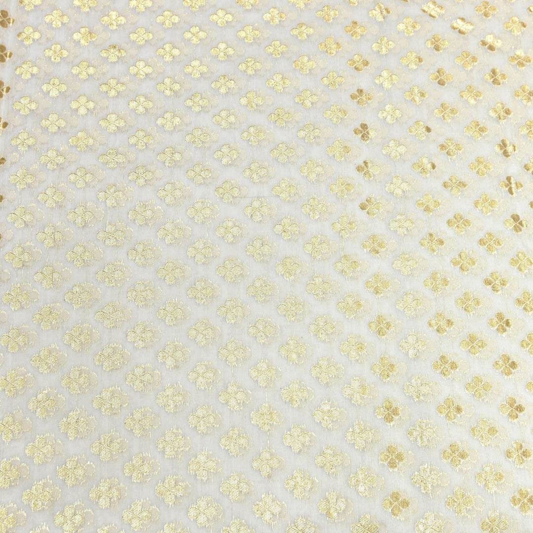 Banarasi Chanderi Gold Mat Zari Fabric – Premium Designer Ethnic Wear Fabric 000313-25