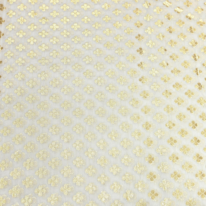 Banarasi Chanderi Gold Mat Zari Fabric – Premium Designer Ethnic Wear Fabric 000313-25