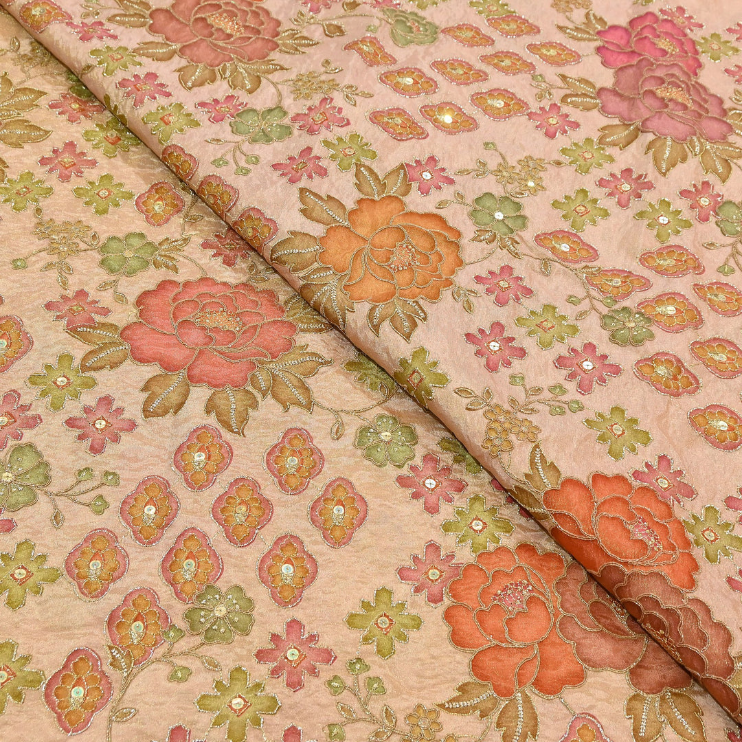 Premium Shimmer Tissue Fabric featuring Intricate Zari & Sequins Embroidery | NV0508-2