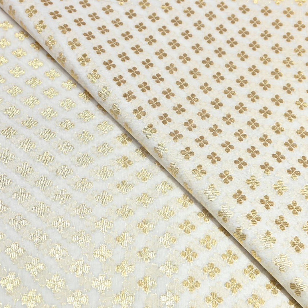 Banarasi Chanderi Gold Mat Zari Fabric – Premium Designer Ethnic Wear Fabric 000313-25