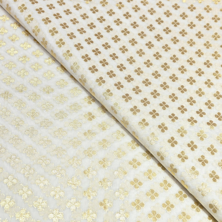 Banarasi Chanderi Gold Mat Zari Fabric – Premium Designer Ethnic Wear Fabric 000313-25