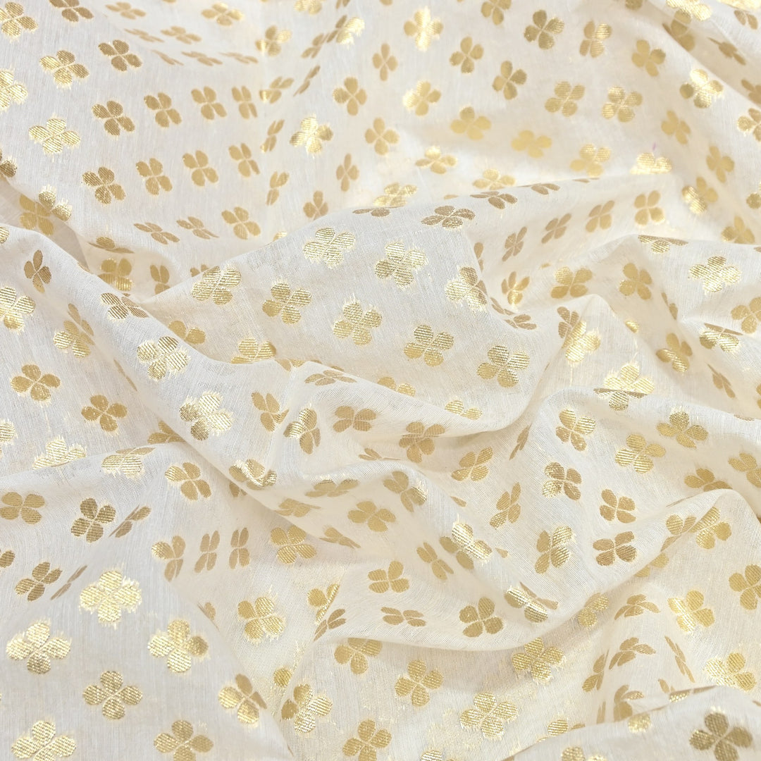 Banarasi Chanderi Gold Mat Zari Fabric – Premium Designer Ethnic Wear Fabric 000313-25